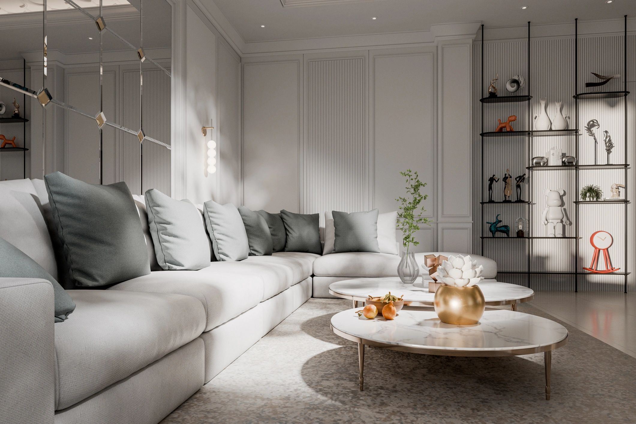Bright luxury living room interior