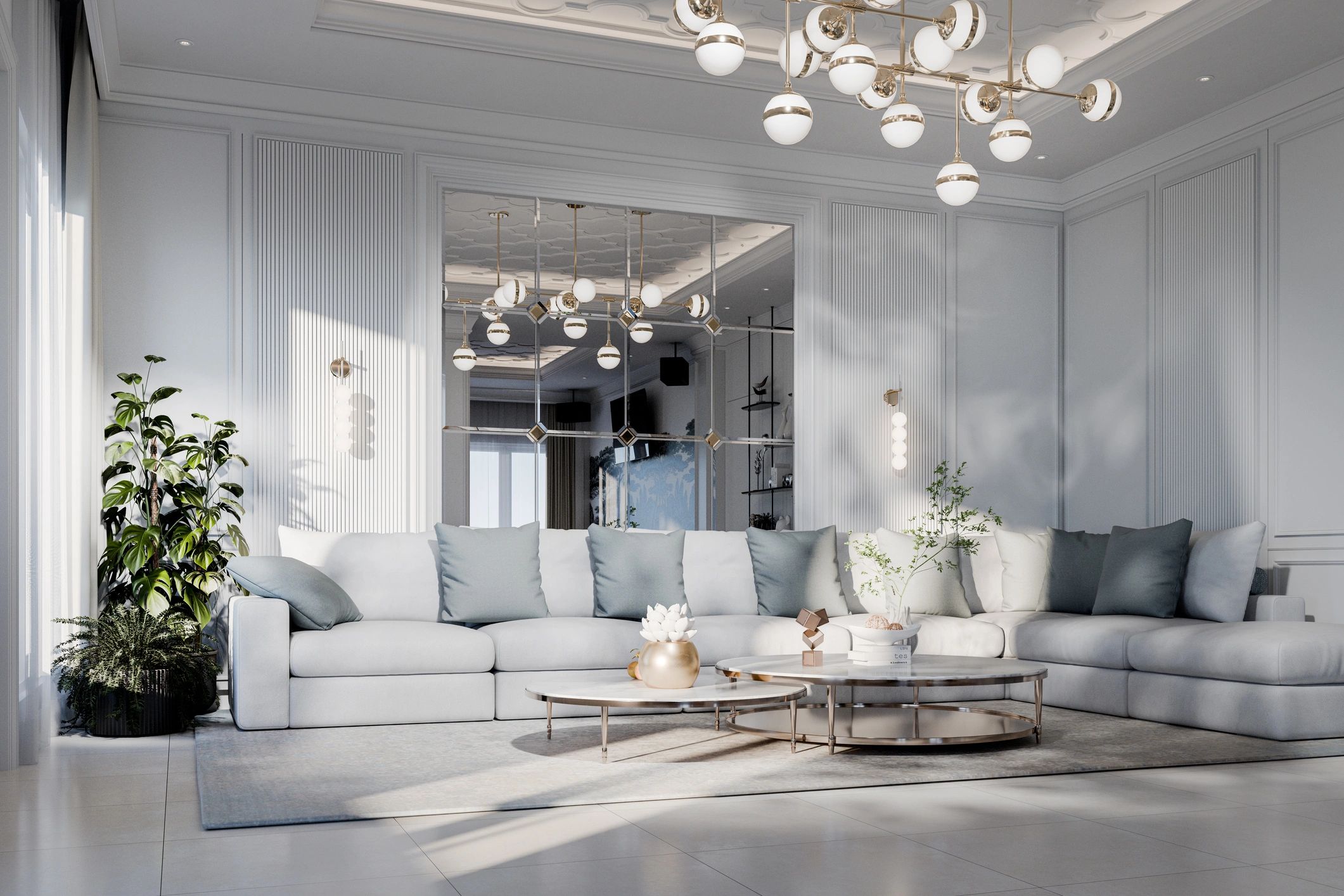 Bright modern living room interior