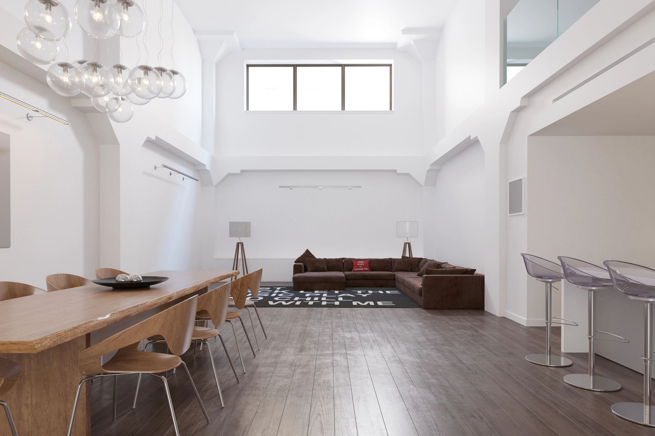 Modern open-plan living room and dining area